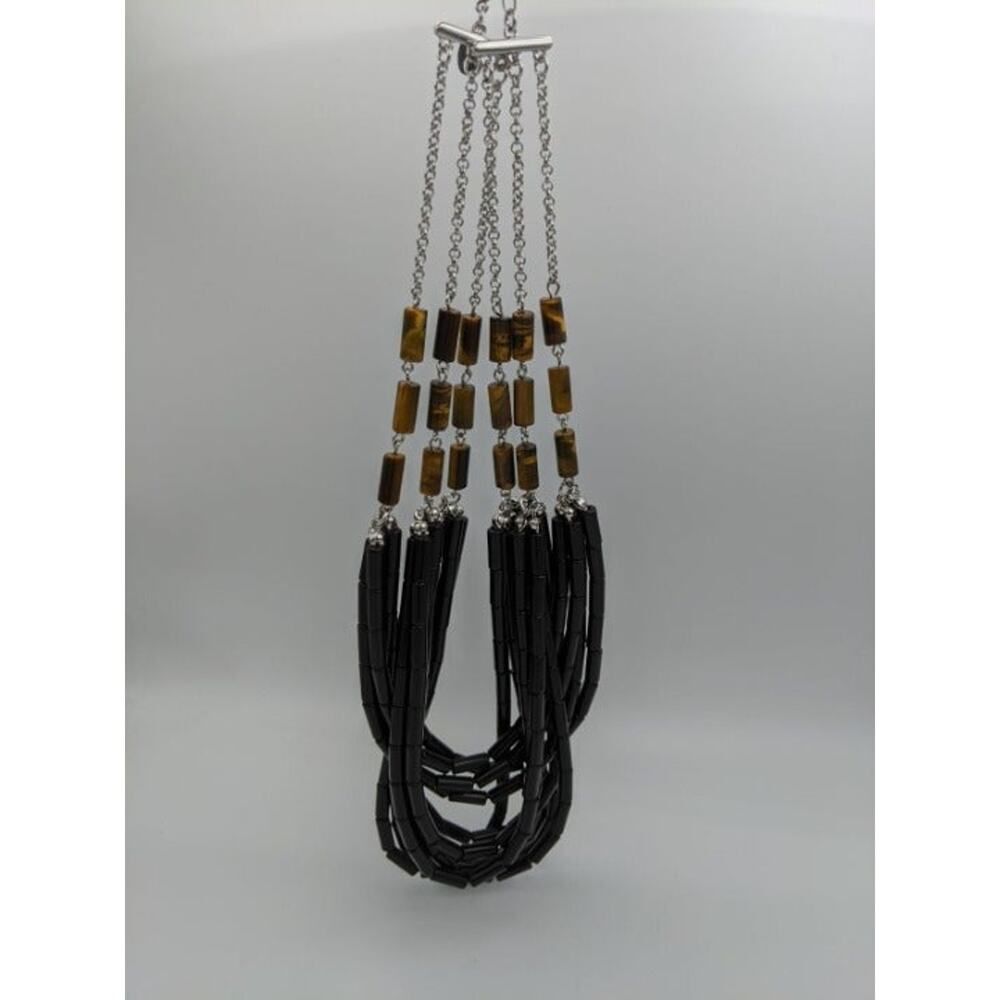 Lia Sophia Black Brown Fashion Statement Necklace